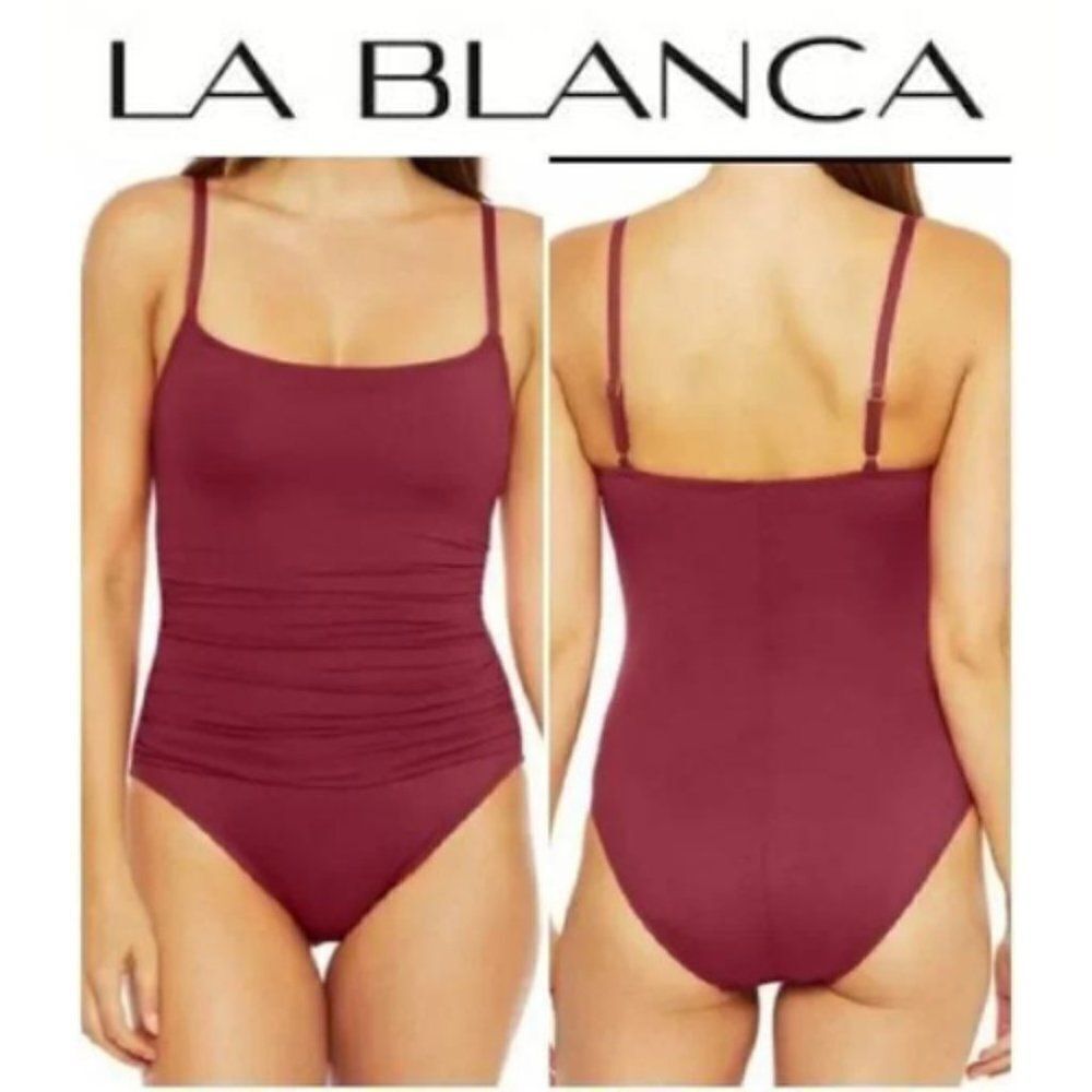 La Blanca Island Goddess Mallot Wine one piece women's swimsuit size 10